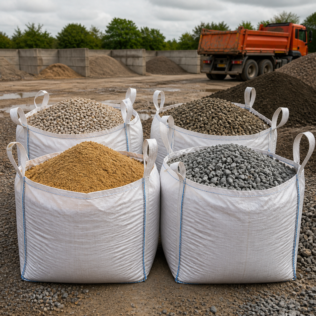 Bulk bags of aggregates ready for delivery