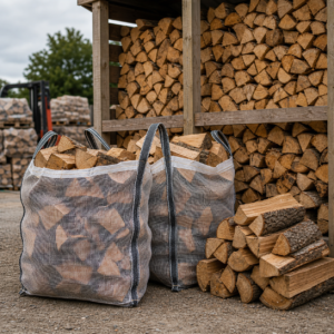 Bagged firewood logs ready for delivery